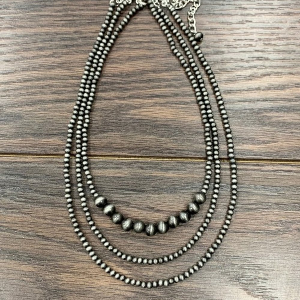 Western Navajo Necklace Three Strand